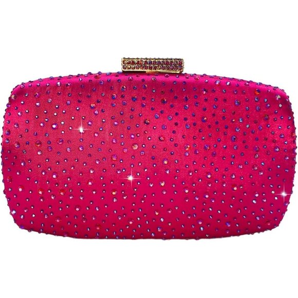 🆕 Women Pink Crystal Clutch Purses Evening Wedding Party Bridal Rhinestone Bags - Picture 1 of 9